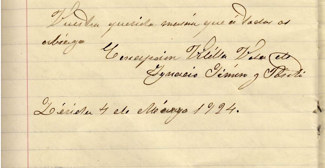 Signatura de Concepción Vilella, 4 de març de 1924